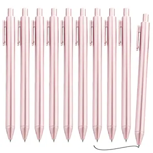 10 Luxury Golden/Rose Golden/Silvery Ballpoint Pens Bulk Retractable Black Ink Medium Point (1.0Mm) Smooth Writing Pens for Wedding, Bridal Shower, Business Office, Student Teacher School, Diary And Gifts