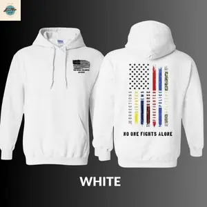 No One Fights Alone Hoodie – Patriotic American Flag Sweatshirt with First Responder Colors, Support Firefighters, Military & Dispatch, Unisex Pullove Sweatshirt, Hoodie, Comfort Colors