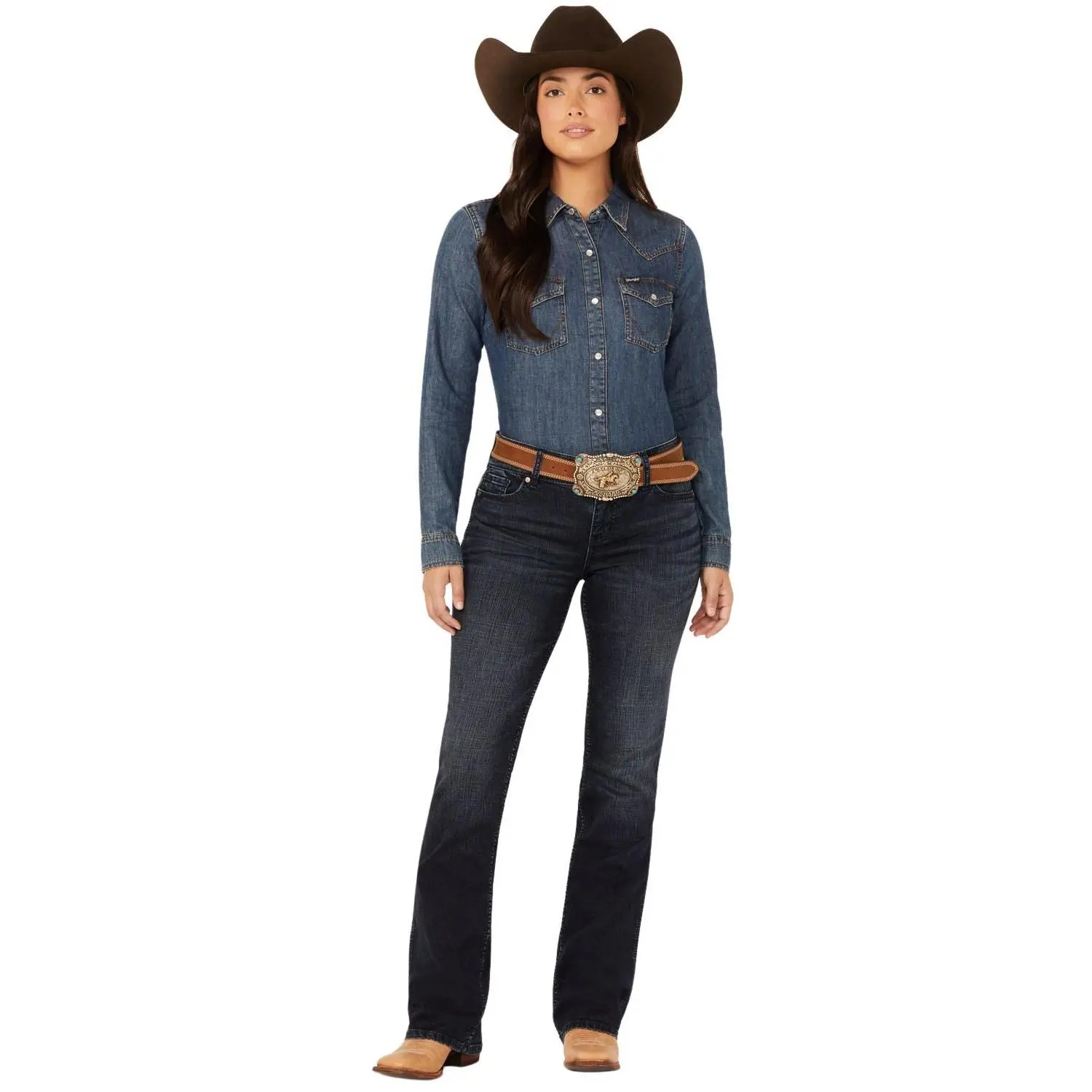 Shyanne Women's Santa Fe Shay Dark Wash Mid Rise Bootcut Riding Jeans - Srfa23j26-Dkw