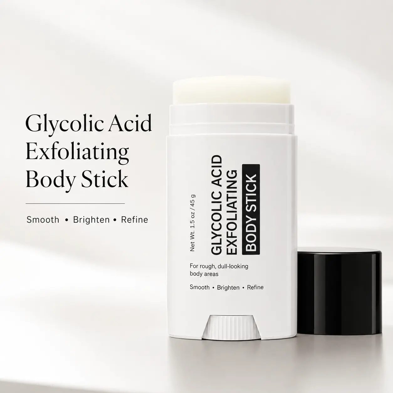 Glycolic Acid Exfoliating Body Stick | Smoothing Body Care Stick for Rough, Dry & Dull Skin | Body Brightening Moisture Stick