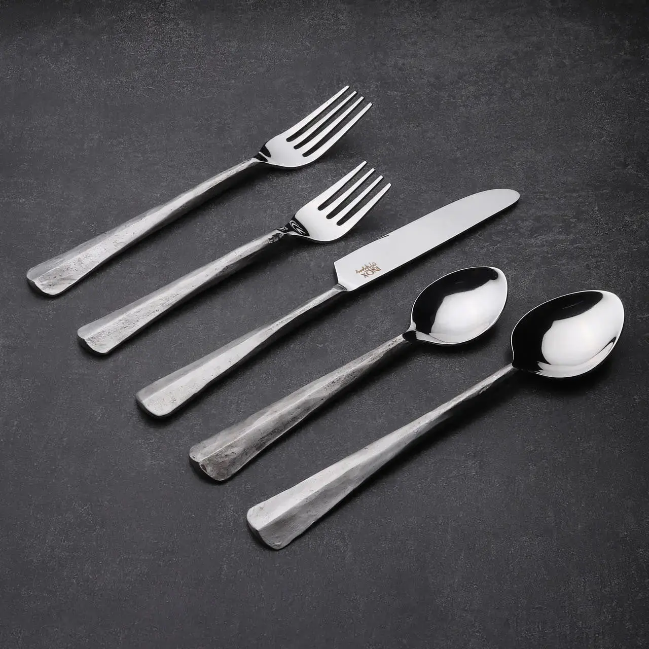 Stainless Steel, Copper and Black Cutlery Flatware Set - Tableware Place Settings with Teaspoons