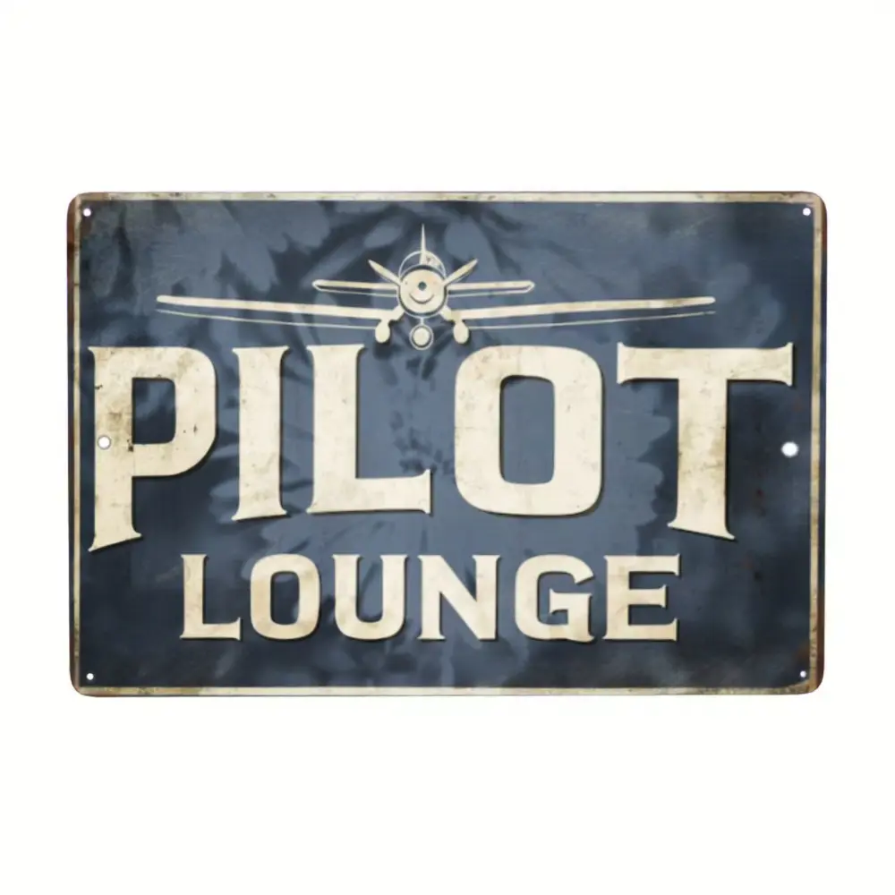Vintage "Pilot Lounge" Metal Sign – Rustic Airplane Wall Decor – 8"x 12" Aviation-Themed Wall Art For Pilots And Airplane Lovers