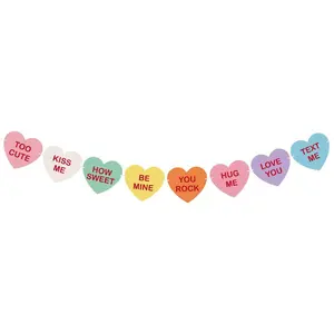 Valentine Conversation Candy Hearts Banner Valentine Candy Hearts Sayings Garland for Valentines Decoration Party Supplies