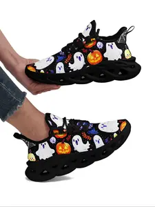 Women's Fashionable Halloween Themed Lace Up Front Sneakers, Casual Comfortable Breathable Lightweight Running Shoes, Male and Female All-match Round Toe Sports Shoes