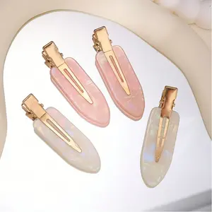 4 pieces/set of pink and white acetate seamless hair clips with shell-like acrylic duckbill clips, sweet bangs and broken hair clips, hair accessories