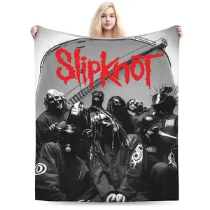 Retro style Slipknot creative printed plush blanket, super soft and comfortable sofa bed living room office and travel, suitable for all seasons