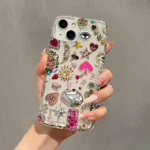 Water Drill Eye Pattern Transparent Shockproof Tpu Phone Case Cover for iPhone 7/8/x/XS/XR/XS Max/11/12/13/14/15/16/17 Pro Max, Gift for Women