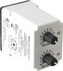 Macromatic 8 Pin, Multiple Range DPDT Time Delay Relay 10 Contact Amp, 120 VAC/VDC, Knob TR-53122-05