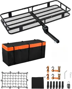 VEVOR 60x24x6 Folding Hitch Carrier 500lb Capacity Cargo Basket Waterproof Bag Fits 2" Hitch Receiver for SUV Truck Pickup Q235B Steel Rustproof Durable