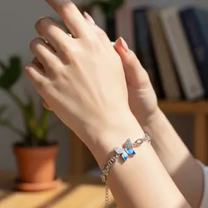 Elegant Butterfly 925 Bracelet with Blue Accents