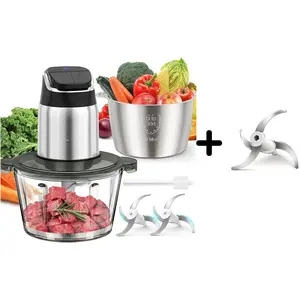 Processors, Electric  with Meat  & Veggie  - 2 Bowls (8 Cup+8 Cup) with  450W Copper  - Includes 3 Sets of Bi-Level