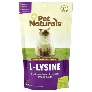 Pet Naturals L-Lysine, For Cats, All Sizes, Chicken Liver, 60 Chews, 3.17 oz (90 g)