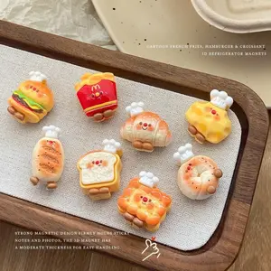 Cute 3D Food Shaped Fridge Magnets, Burger Fries Chef Hat Creative DIY Magnetic Home Decor