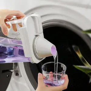 Transparent Laundry Liquid Versatile Dispenser Bottle with Measuring Cup, Large Capacity Storage Container for Detergent, Suitable for Home Hotel and Dorm Use