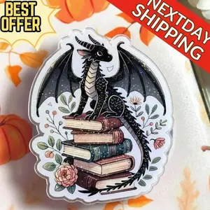 Book Dragon Magnetic Phone Grip: Fantasy Bookish MagSafe Kindle Grip, Cute Book Dragon Accessory, Kindle Reader Grip, Bookstagram Holder