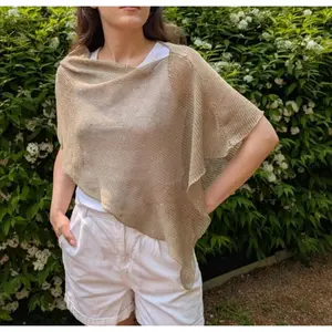 Women Knit Shawl Wrap, Elegant Shiny Sequins Fine Mesh Shoulder Cover-up for Spring Summer