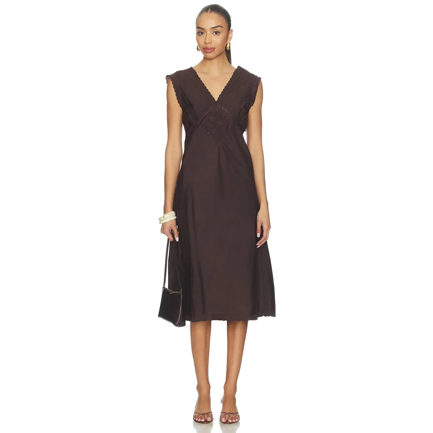 Free People x REVOLVE Me + You Midi Slip Dress in Chocolate