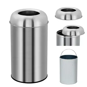 GARVEE Open Top Trash Cans in 18.5 and 13 Gallon Sizes - Perfect for Indoor and Outdoor Use with Removable Inner Wastebasket, Made of Durable Commercial Grade Stainless Steel for Home, Office, and Restaurant.