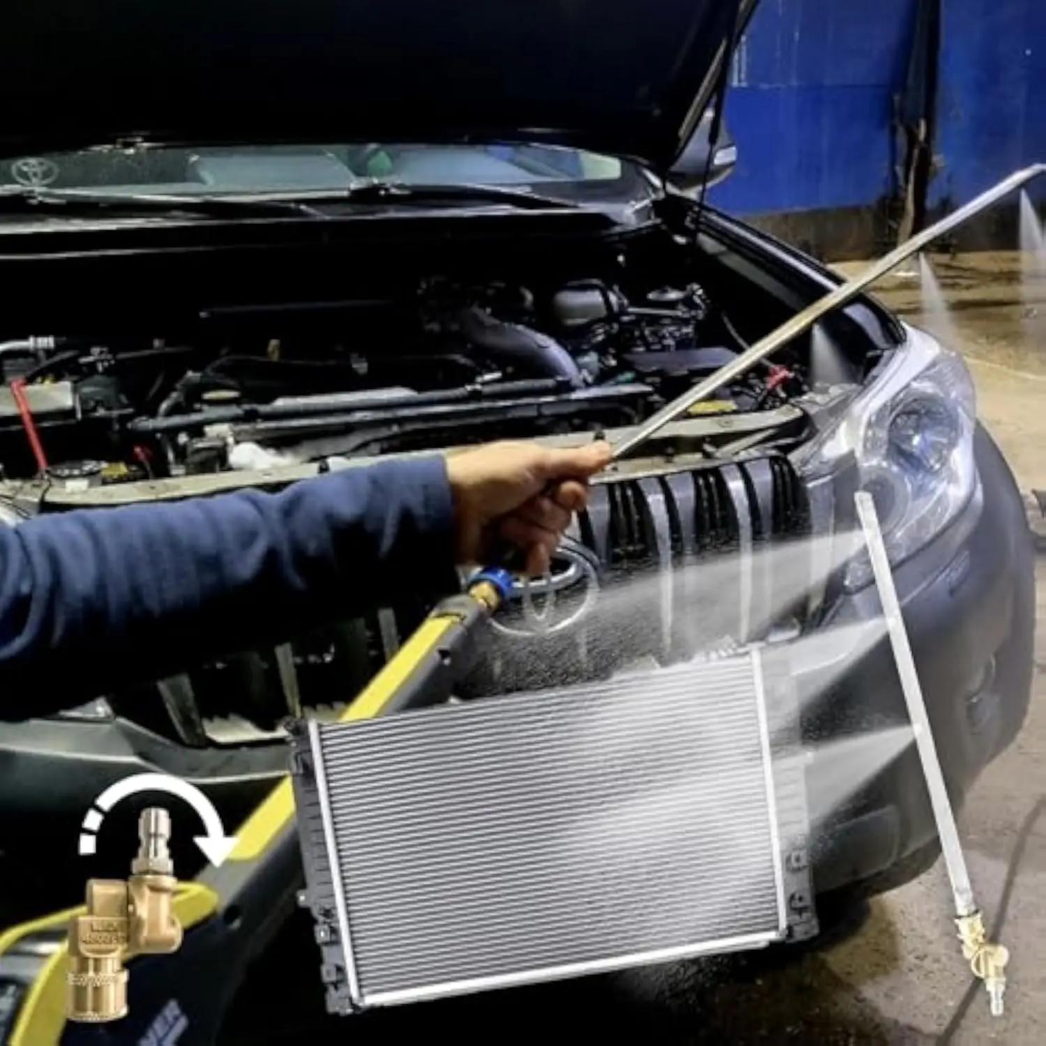 39 INCH 14 Hole'' Portable Radiator Cleaning Wand, 4500 PSI Radiator Flush and Cleaner Tool, Quick Cleaning, Two 1/4'' Quick Coupler, Radiator Pressur