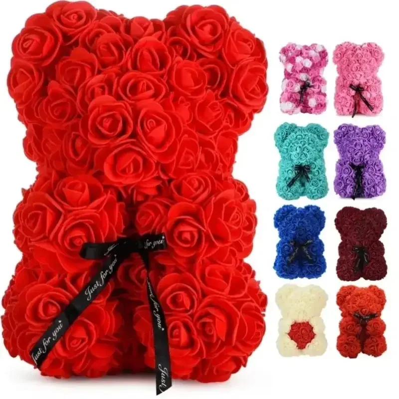 Artificial Flower Eternal Rose Teddy Bear for Mom Mother's Day Birthday Valentine's Day Anniversary Gifts
