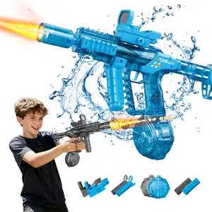 Automatic Electric Water Gun Waterblaster with Scope, 8m Range, Rotating Handle, Lights and Sounds, Large Capacity Drum, Long Battery Life, Boys Toy Gift