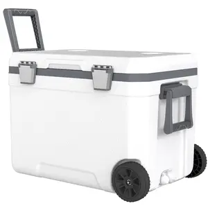 TMWINGS 48QT Large Capacity Wheeled Cooler Box, Heavy Duty Rolling Ice Chest for Camping Family Party Fishing Tailgating, 48H Ice Retention, 600D Oxford Fabric, 300LBS Load Bearing, Can Be Used as Bench