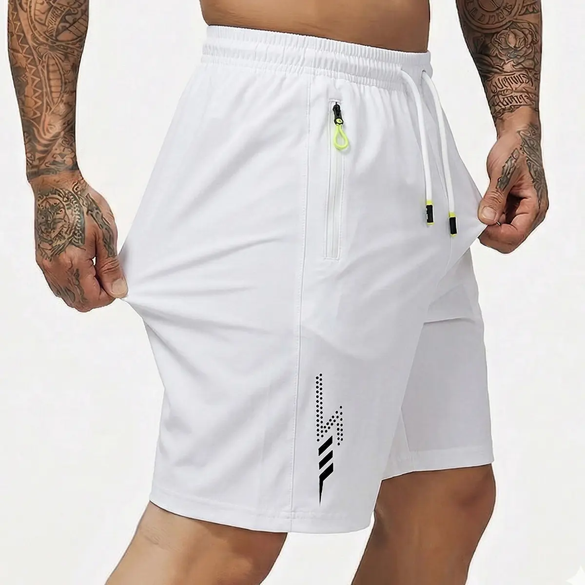 Men's Lightning Print Quick Dry Athletic Shorts, Bold Graphic Running Gym Workout Shorts for Men, Lightweight Breathable Sports Bottoms with Pockets, Stylish Fitness Shorts for Basketball, Training & Summer Outdoor Activities