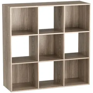 Zenstyle 9-Cube Wooden Bookshelf with Storage, Removable Back Panel, 9-Cube Capacity, Natural Finish, Includes Instructions, for Living Room