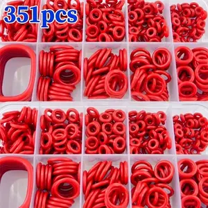 Silicone Rubber O-Ring Assortment Kit 351 Pieces, 10 Sizes Metric Vmq Sealing Gasket Set, Non-Sponge Rubber