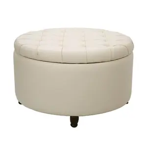 Large Round Storage Ottoman with Lift Off Lid