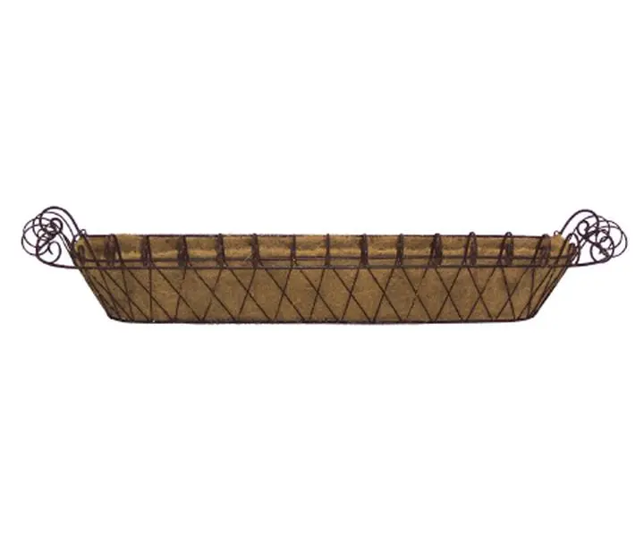 212 MAIN Classic Framed Rectangular French Window Box (11x46 In.) with Coco Liner, Classic Patina Durable Metal Box, Weatherproof Outdoor Home Flower Pots & Planters Garden Planter