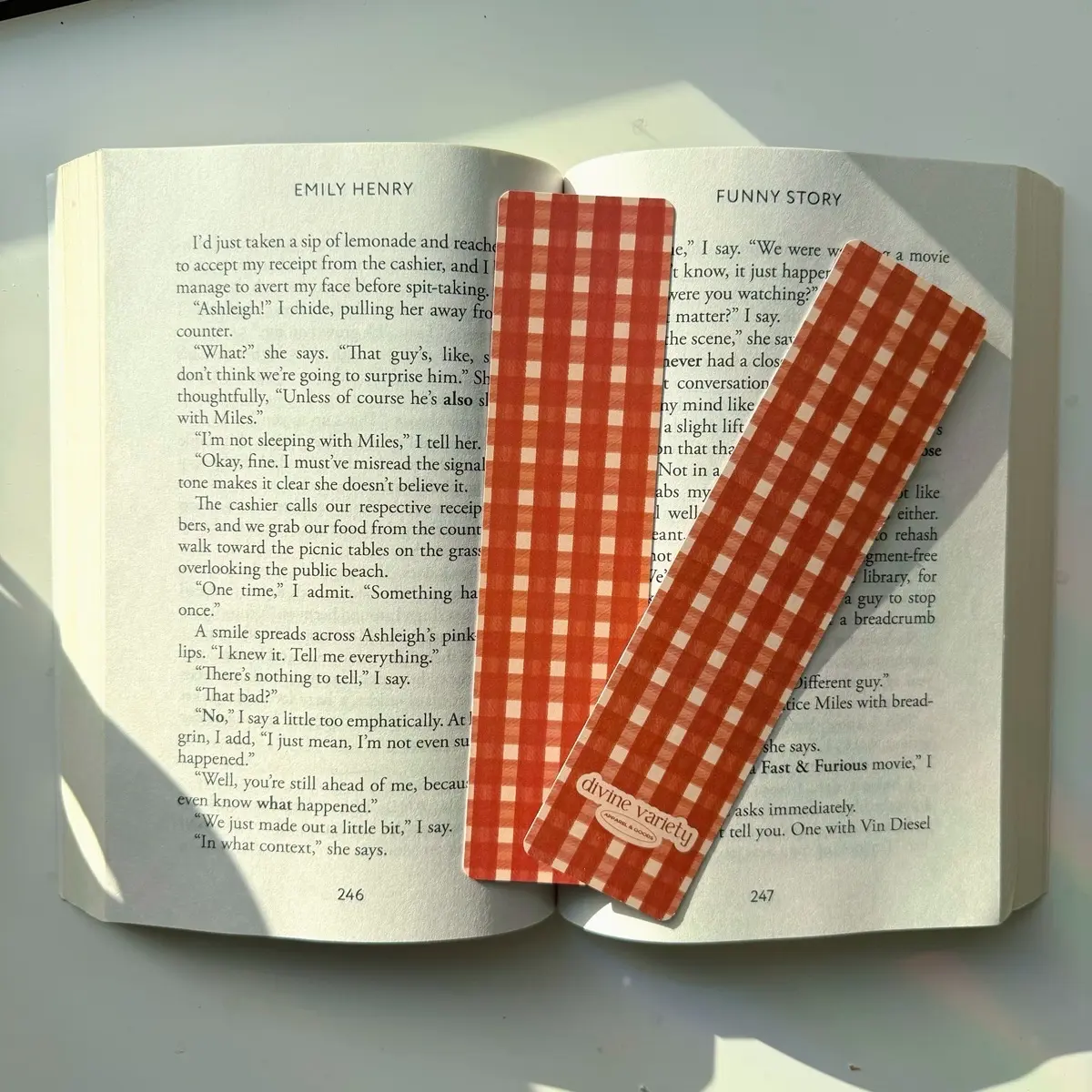 gingham bookmark - 2x8in decorative bookmark - book accessories