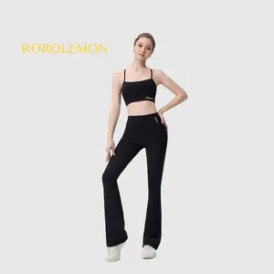 ROROLEMON Women's Y-Back Cami Top & High Waist Flare Leggings 2-Piece Athletic Set