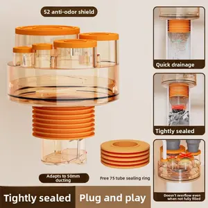 3-Way To 5-Way Kitchen Sink Drain Adapter — Anti-Odor Sewer Gas Blocking Tee Connector with Rubber Seal Rings, Universal PVC Drainage Pipe Fitting for Garbage Disposal, Dishwasher & Water Purifier, DIY Quick Install, Leak-Proof