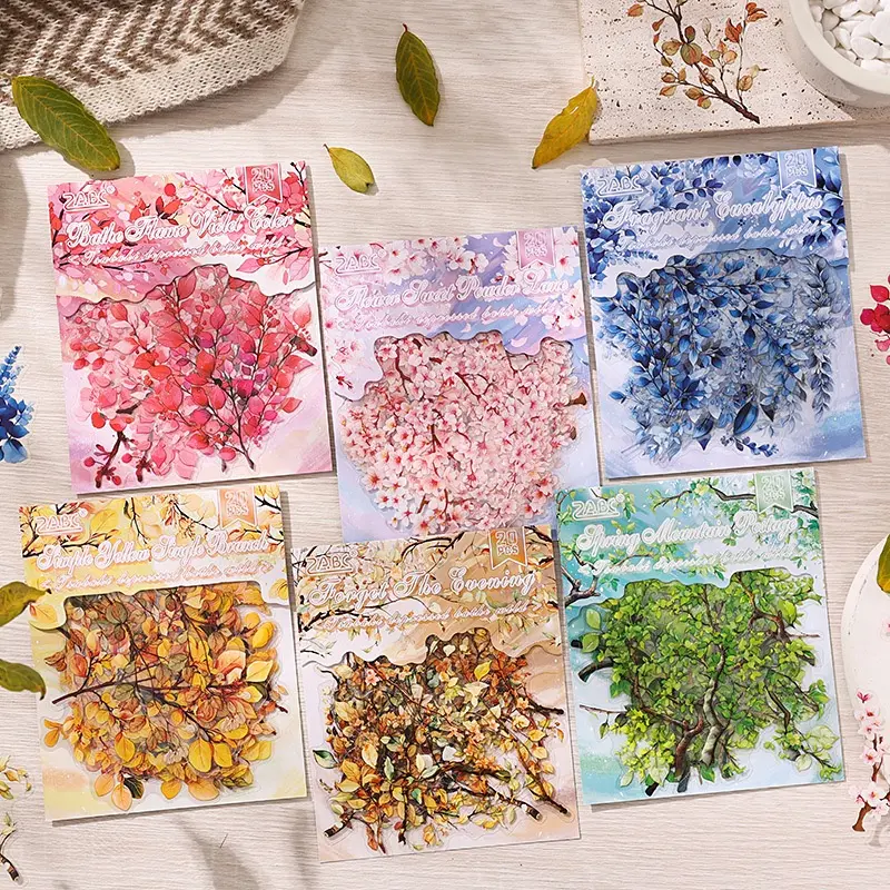 Vintage PET Plant Flower Die-Cut Sticker Set - 6 Packs, 120 Pcs, 4-Season Craft Supplies, for Scrapbook, Handmade Projects (Toys & Hobbies DIY Scrapbooking & Stamping Sticker Supplies), Sticker Set Stickers