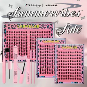Lash&Lab Premium Manga Lash Clusters Kit – Ultra-Thin Invisible Band Lashes with Waterproof Bond & Seal, Remover, Tweezers, Dual Brushes & Applicator, Lightweight Long-Lasting DIY Lash Extensions for Girls & Beginners