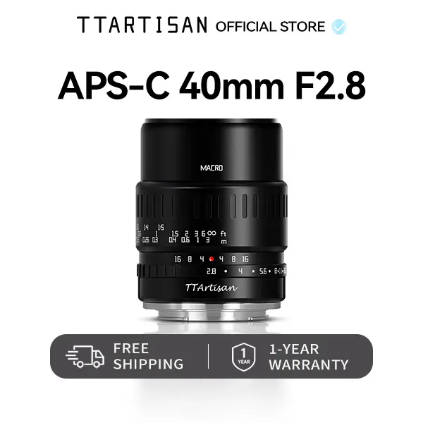 TTARTISAN 40mm F2.8 Macro APS-C Manual Focus Camera Lens for Fuji X Mount - 1:1 Close-Up, Street Photography Compatible