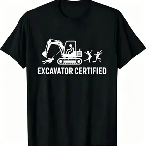 "Excavator Certified" Funny Construction Worker T-Shirt