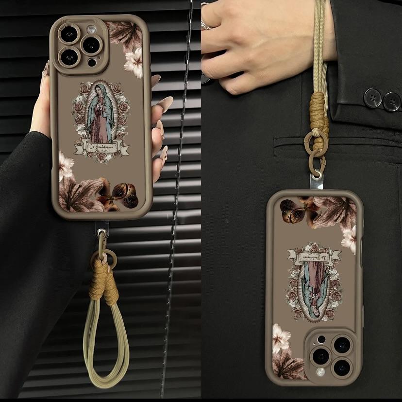 Virgin Mary and Flowers Pattern Phone case foriPhone Samsung 17Pro Max Air 16Plus E 15 14 1312 11 XR XS Galaxy S25 S24 S23 S22 A71 A56 A55A54 A53 A52 Note20 cases, Soft TPU, BumperDrop Protection, Rugged Durable Back Cover,Perfect Gift for Girls.AE7