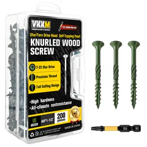 200PCS Green Screws #8x1-1/2'' Anti-Rust Fasteners Free T25 Bit Rocking Chair Wood Pallet Outdoor Swing Plant Stand And Window Box Repair