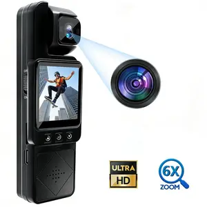 Portable HD Video Recorder with 180° Rotating Lens, Handheld Stabilizer Pocket Camera Body Camera, Rechargeable, Wireless Vlog Camera, Vlogging Camera, Camcorder for Vlogging, Travel & Daily Life Recording