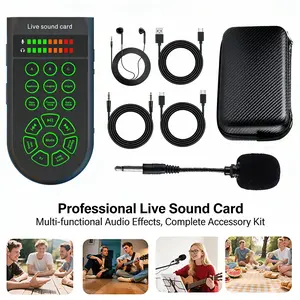 Handheld Live Streaming Sound Card Device, Portable Mixer Console, Microphone Set with Voice Changer Noise Reduction, Outdoor Gaming Blogging Interview