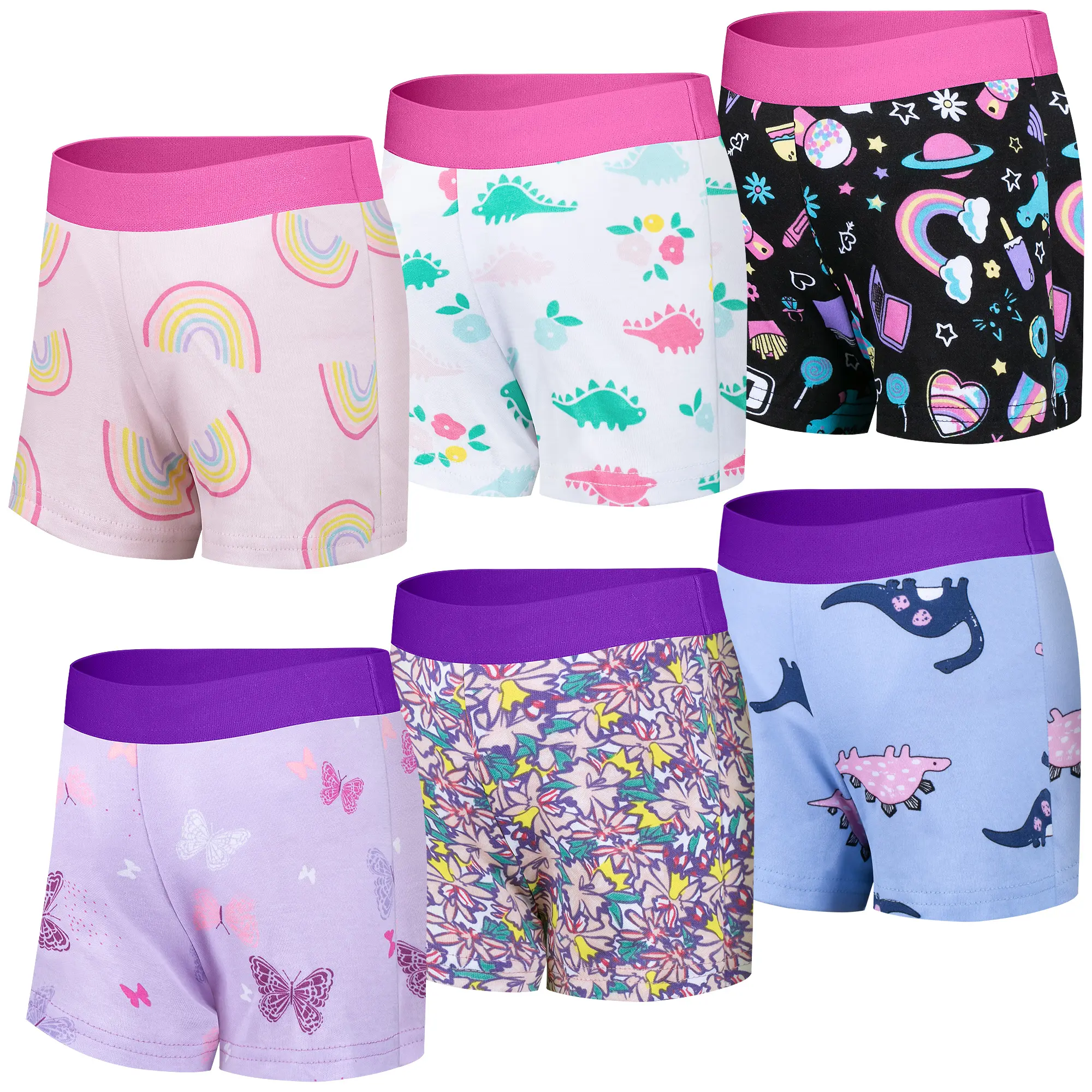 BIG ELEPHANT 6 Pcs Toddler Boxers - 100% Cotton Soft Reusable Breathable Learning Underwear, Unisex Boxer Brief Design for 2T-5T Toddlers, Soft Reusable Underwear, Breathable Underwear