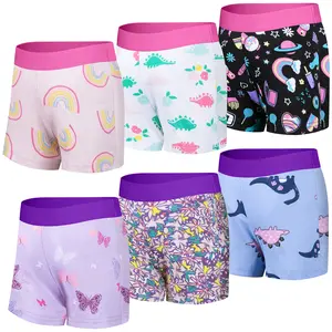 BIG ELEPHANT 6 Pcs Toddler Boys' and Girls' Potty Training Pants 100% Cotton,Unisex Absorbent Reusable Underwear  with Boxer Brief Design for 2T-5T Toddlers