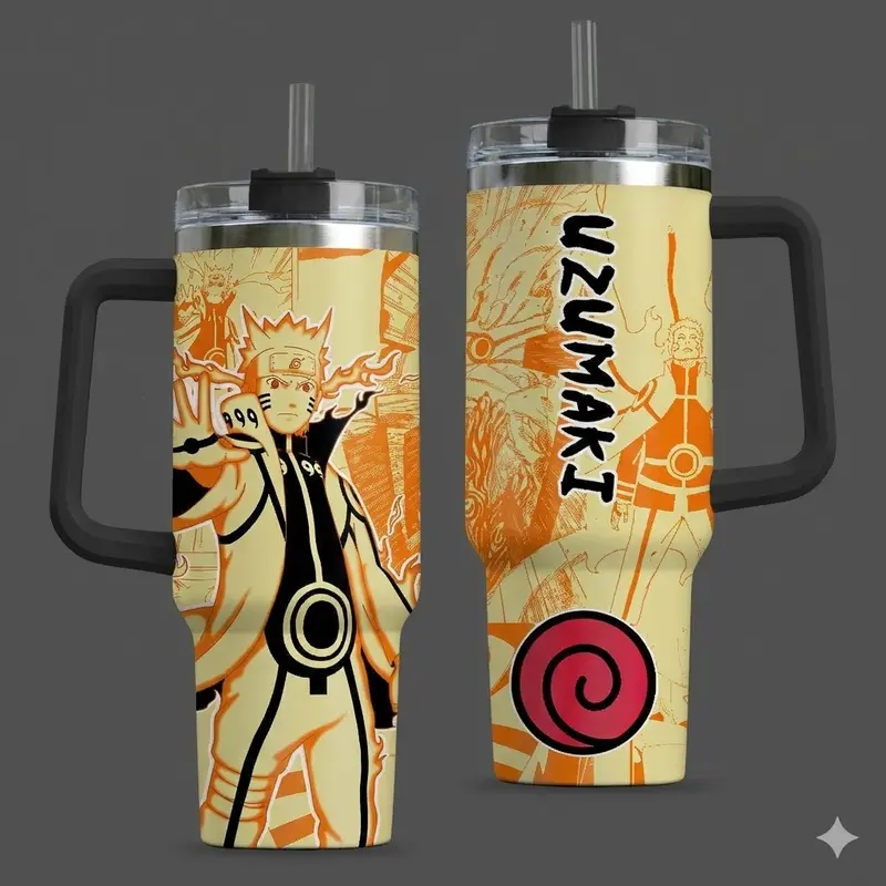 Uzumaki Bijuu Mode Naruto Anime Custom Cup 40 oz Tumbler With Handle