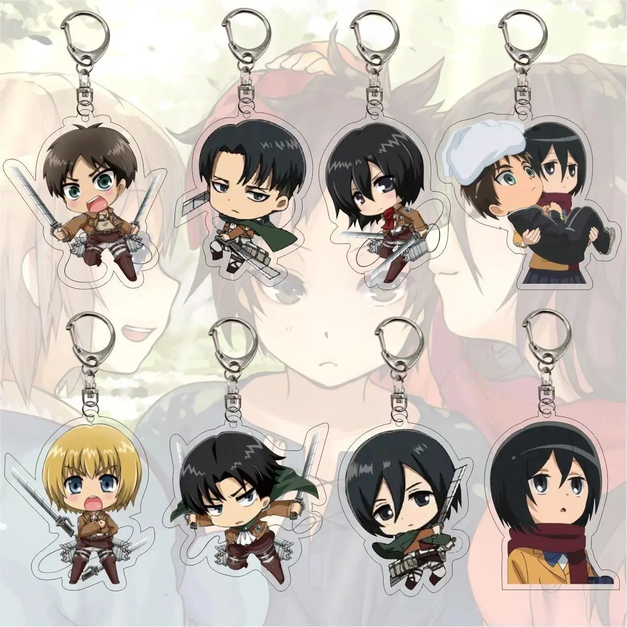 Attack on Titan Acrylic Keychain, 5.5cm Anime Keyring, Levi Mikasa Eren Cosplay Accessory for Toys & Hobbies Enthusiasts