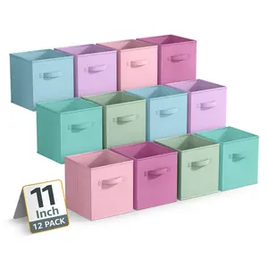 Sorbus 11" Storage Bins with Handles, 12 Pack Pastel Set 2
