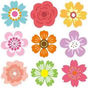 54 Pcs Flower Cutouts Summer Flowers Bulletin Board Decorations Spring Cut-Outs for Party Home Classroom Back to School Decor