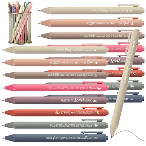 16/32pcs Bible Verse Pens Christian Ballpoint Pens Inspirational Quotes Pens Small Retractable Ballpoint Pens Tiny Ink Black Pens Religious Gifts for Women Men Office School (Light Color)