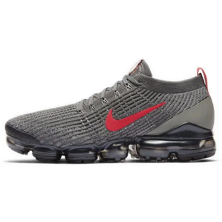 Nike Air VaporMax Flyknit 3 Grey Track Red Cushioned Low Top Casual Running Shoes Unisex CT1270-001